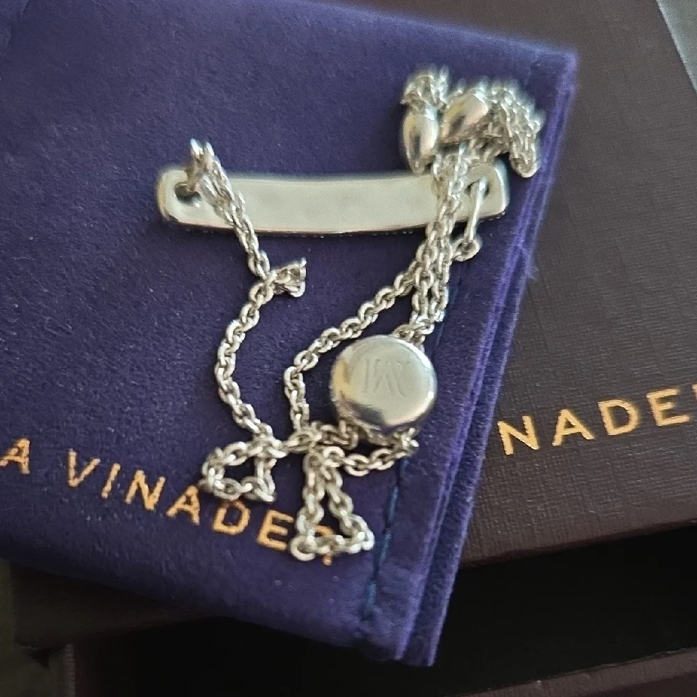 Monica Vinader Havana Bar, Diamond Pave Silver Chain Bracelet😍 💜🩷 - Picture 4 of 5